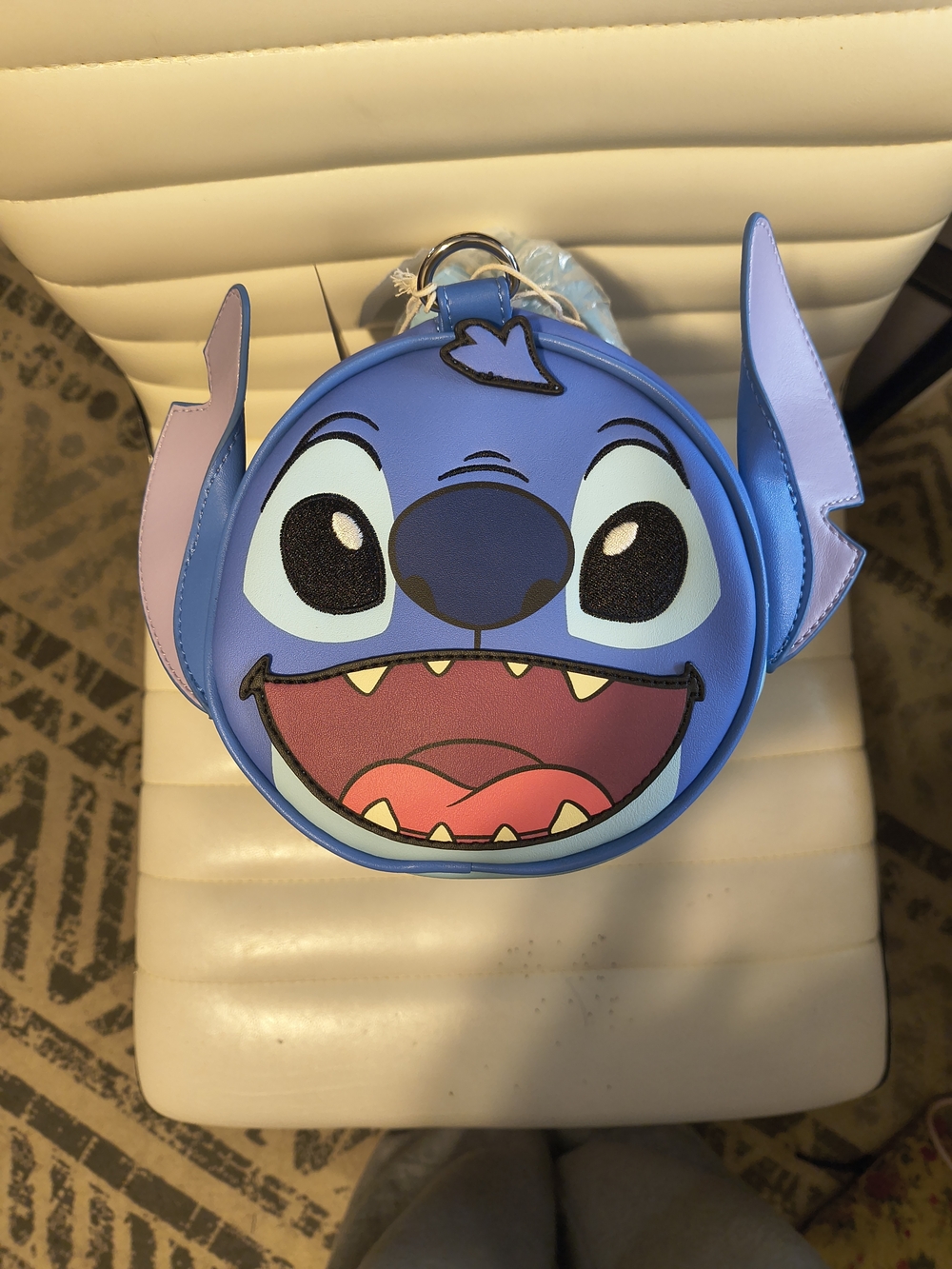 Loungefly Blue Stitch Round Crossbody Bag with Ear Accents